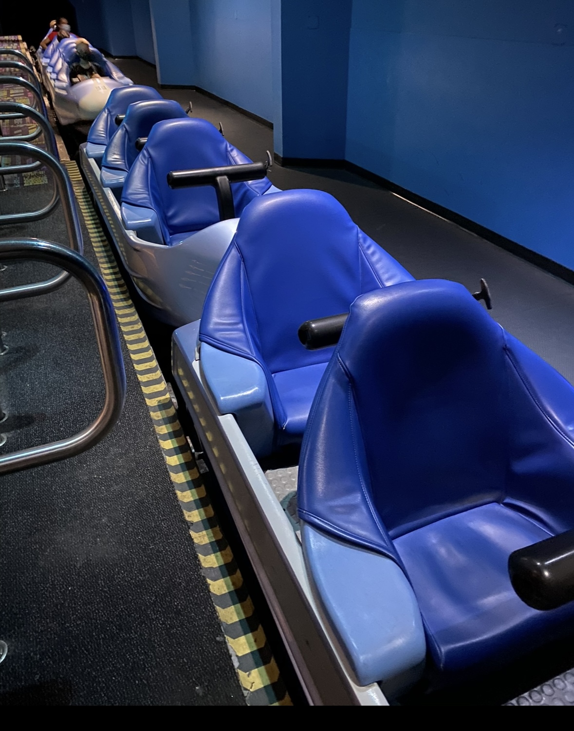 Ride vehicles at Space Mountain in Magic Kingdom