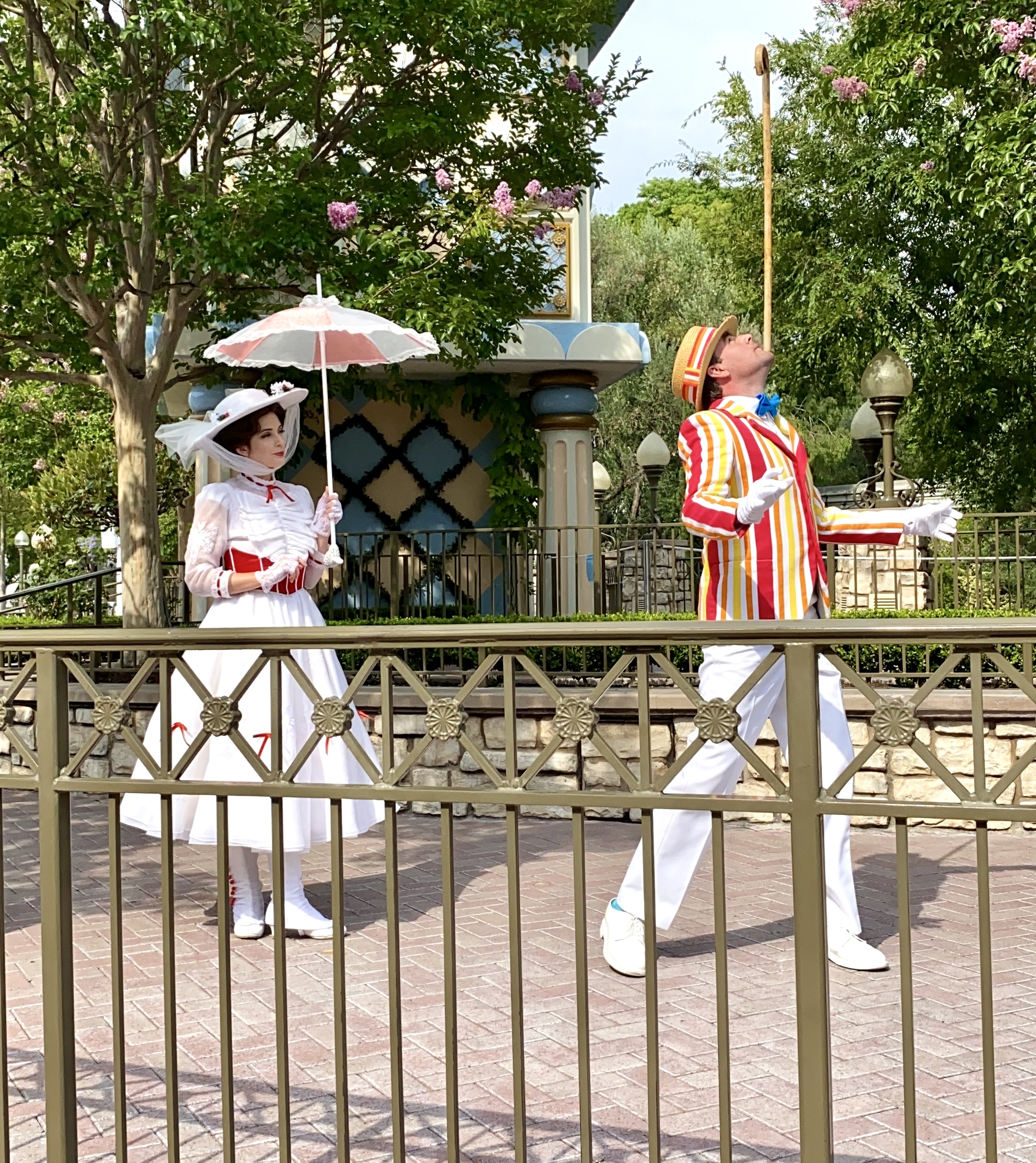 disney characters walking in a park