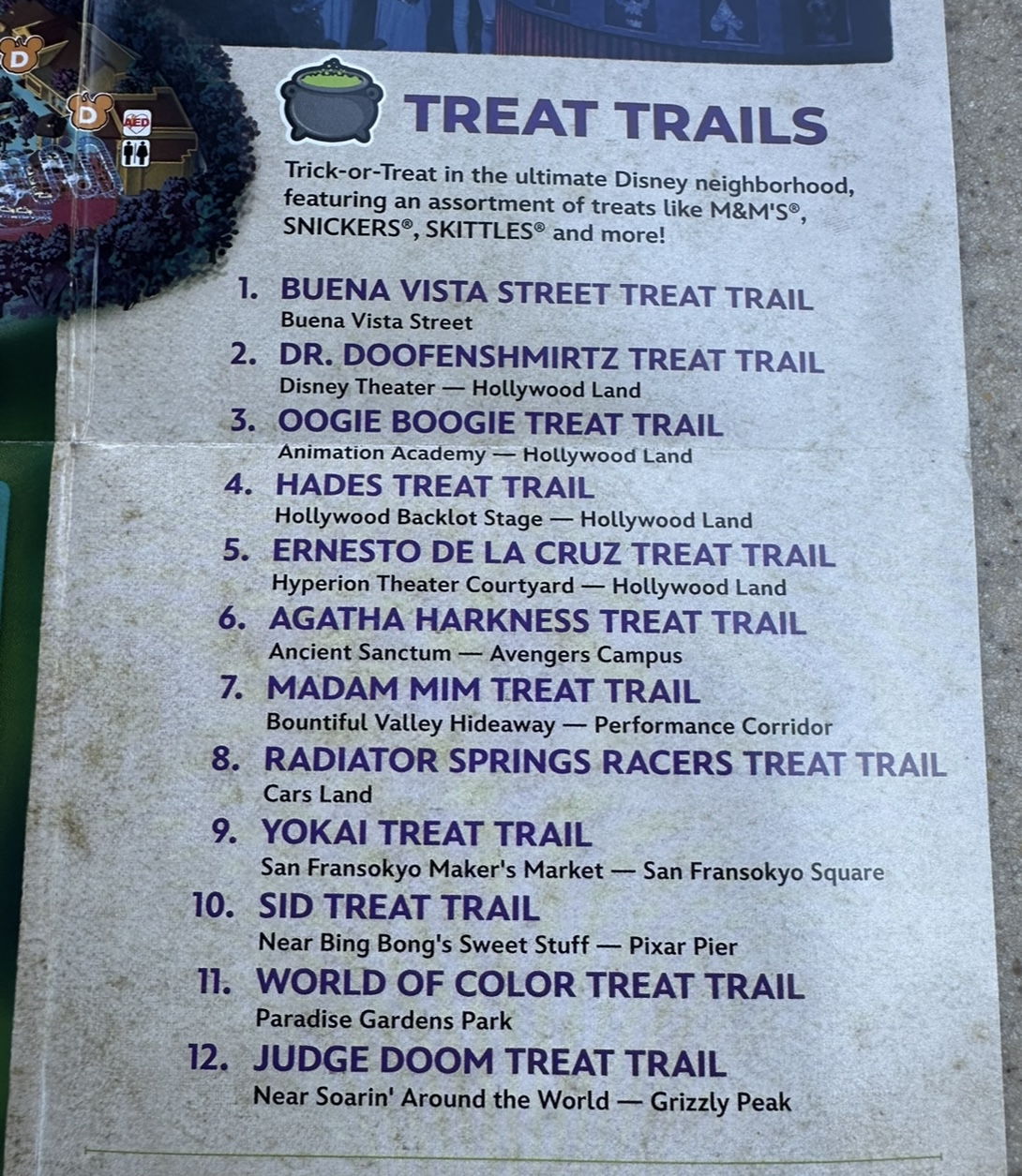 Oogie Boogie Treat Trails 2024 list