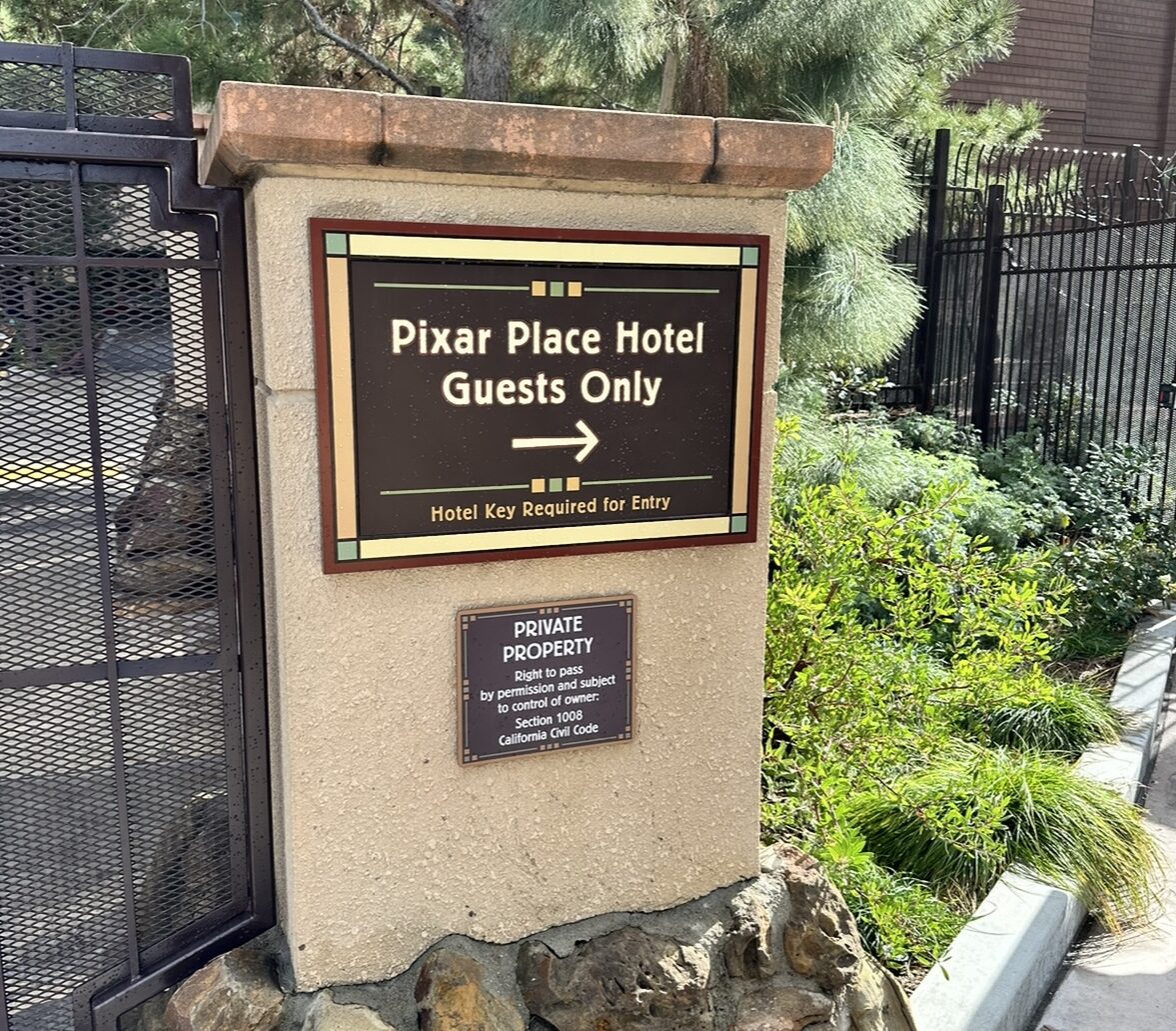 Private entrance for Pixar Place hotel guests.