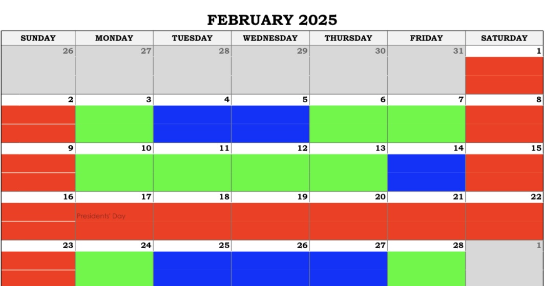 February 2025 Disneyland crowd calendar