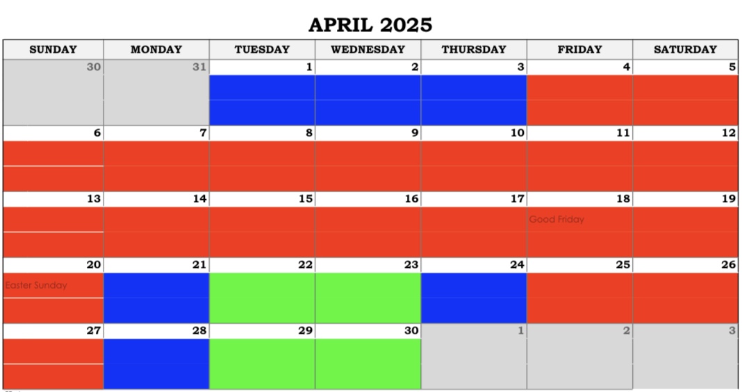 April 2025 Disneyland crowd calendar