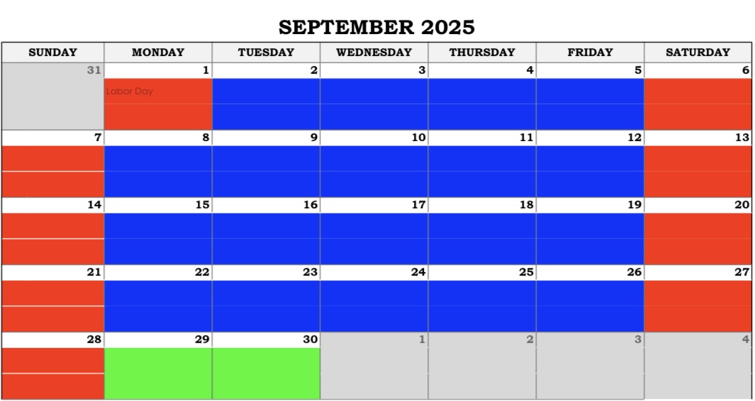 September 2025 Disneyland crowd calendar