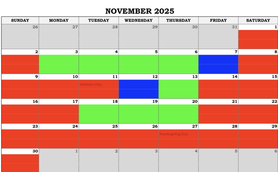 November 2025 Disneyland crowd calendar