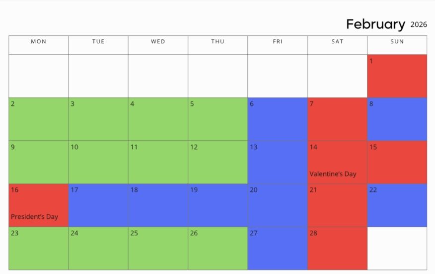 February 2026 Disneyland crowd calendar