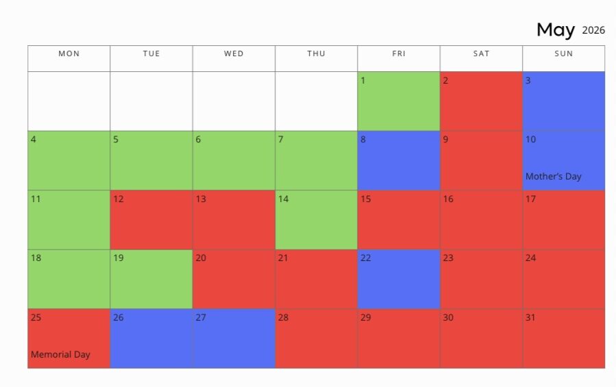 May 2026 Disneyland crowd calendar